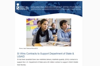 S.I.'s Fall Newsletter featuring the S.I. Wins Contracts to Support Department of State and U.S.A.I.D. blog