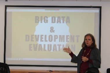 S.I. team member giving a presentation on Big Data and Developmental Evaluation