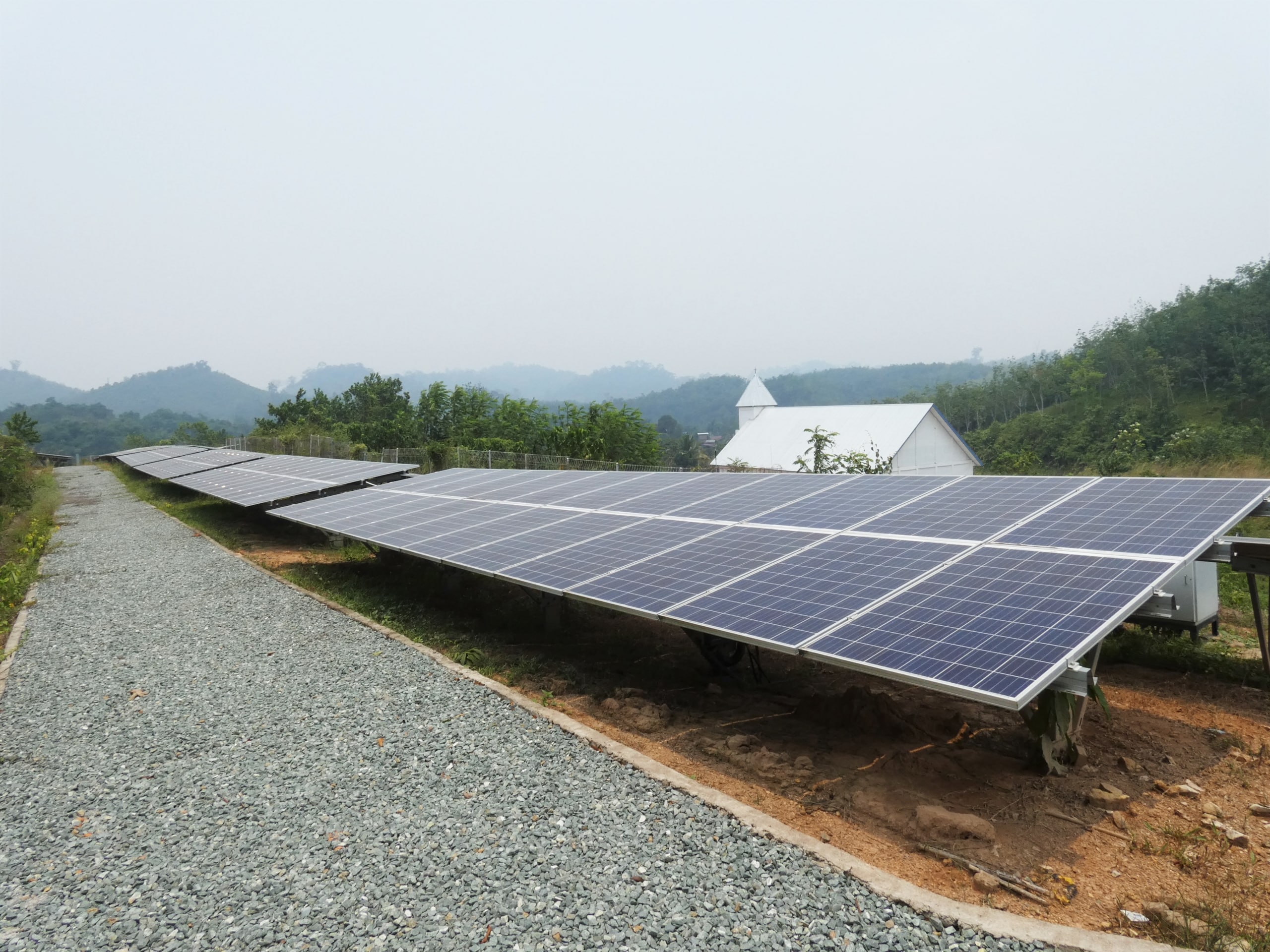 Solar panels powering a mini-grid in Indonesia.