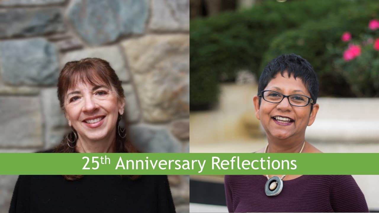 Pat Hanscom is the co-founder of S.I. on the left and Shiro Gnanaselvam is the C.E.O. on the right for 25th Anniversary Reflections