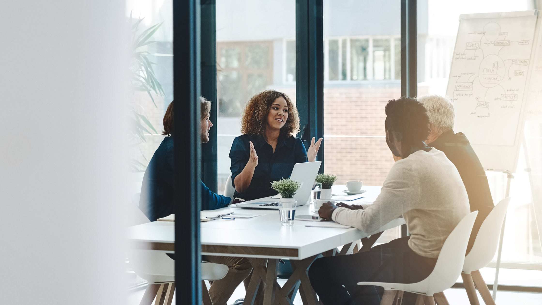 Planning, teamwork and meeting with businesspeople in boardroom