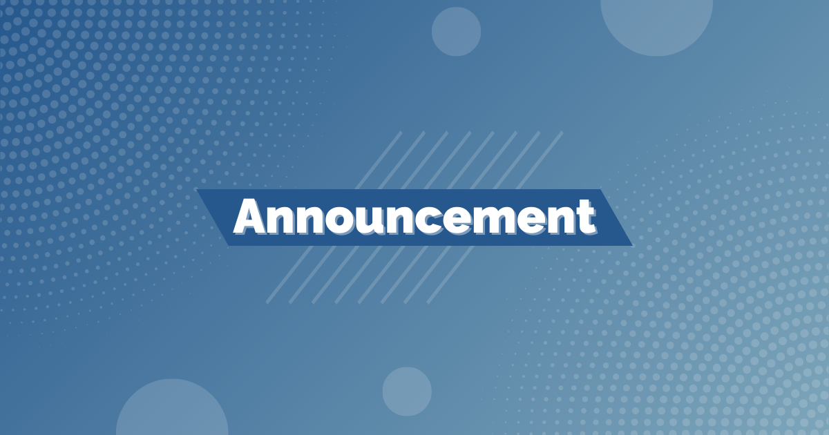 Graphic banner with the word Announcement